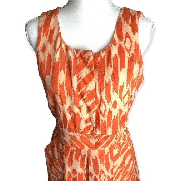 J.Crew Orange & Ivory Caroline Textured Dress in Ikat - Picture 3 of 9